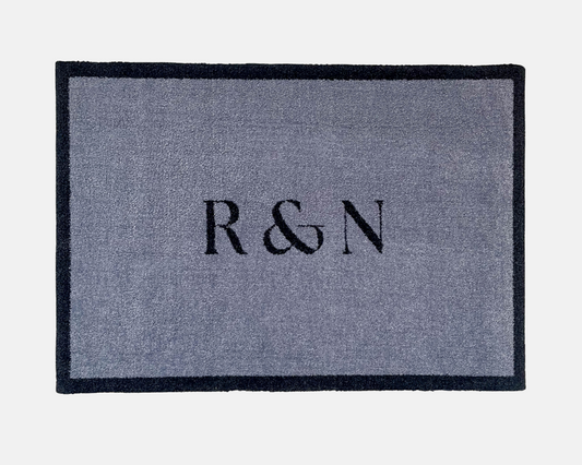 OUTLET: Initials Personalised Doormat | Smoke Grey personalised with 'R & N'