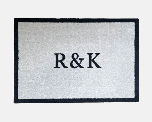 OUTLET: Initials Personalised Doormat | Light Grey personalised with 'R & K'