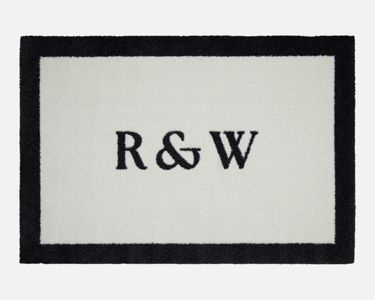 OUTLET: Initials Personalised Doormat | Light Grey personalised with 'R & W'