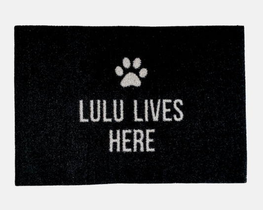 Paw Print Personalised Doormat | Black