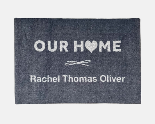 OUTLET: Our Home Personalised Doormat - Personalised with 'Rachel Thomas Oliver'