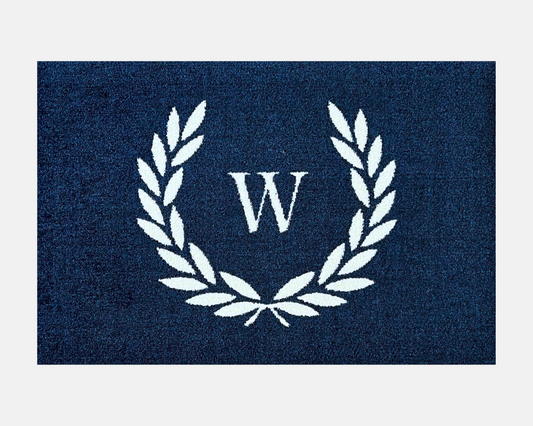 Wreath Personalised Doormat | Navy Blue