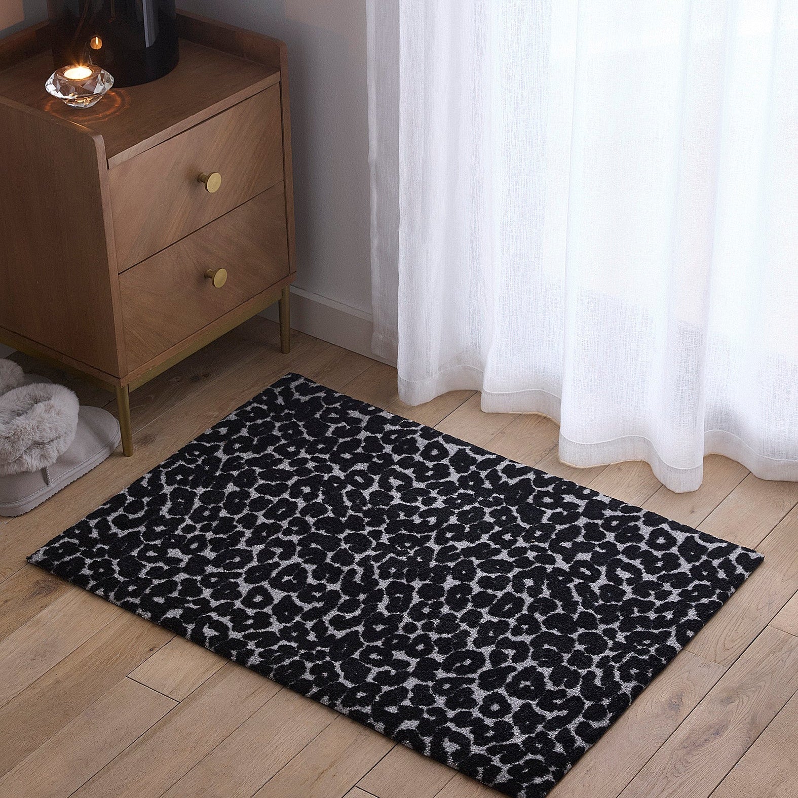 Black & Grey Leopard Doormat