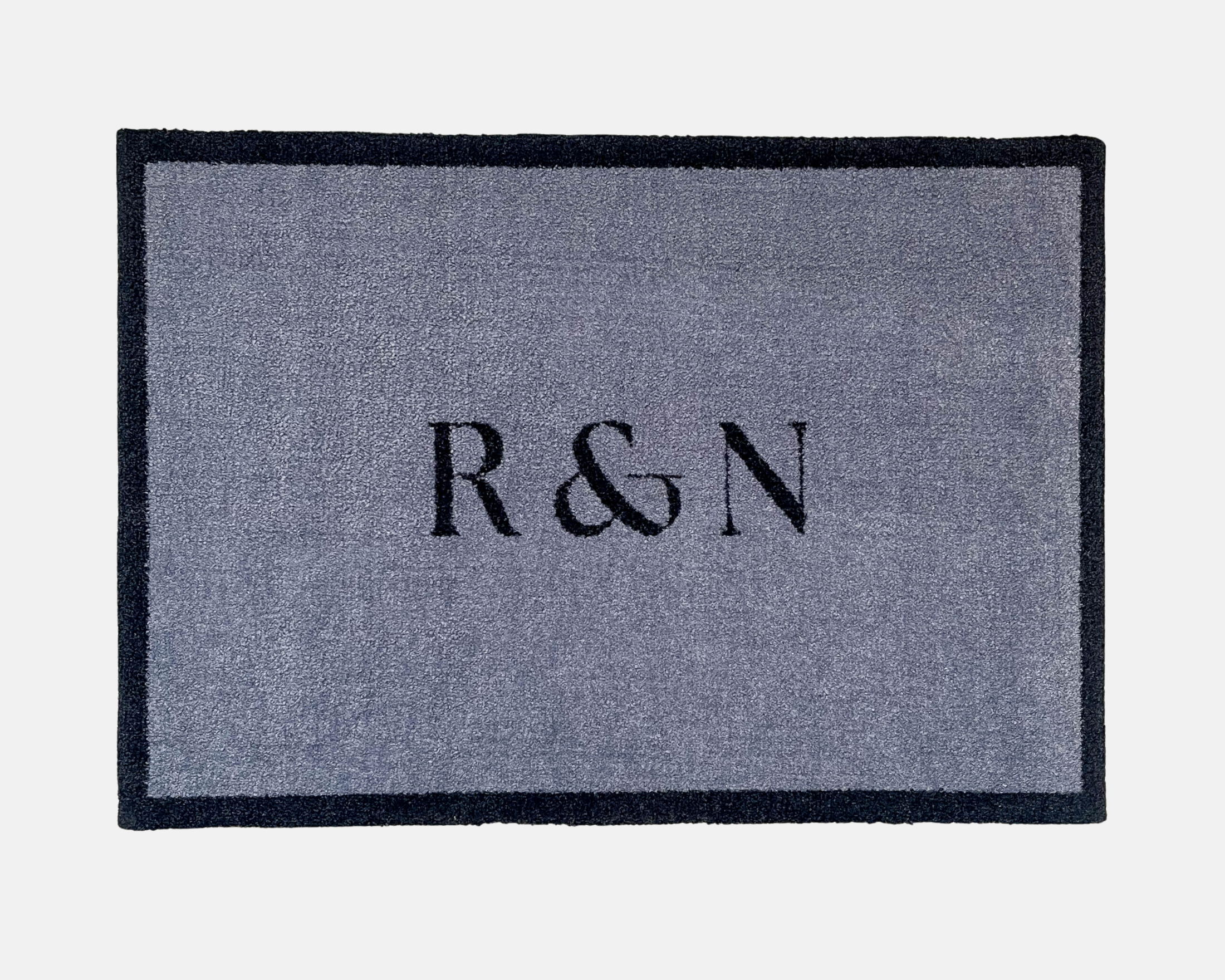 Initials Personalised Doormat | Smoke Grey personalised with 'R & N'