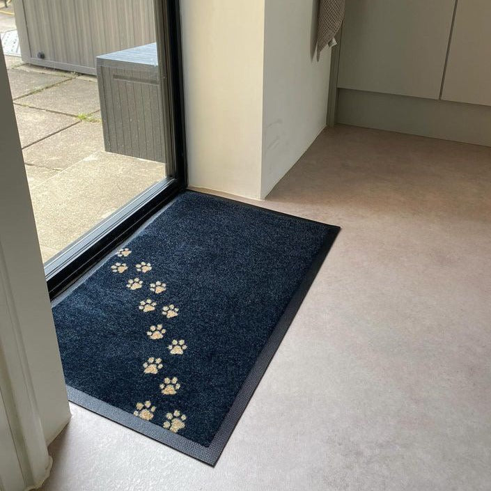 Paw Print Doormat | Black & Beige 60 x 85cm