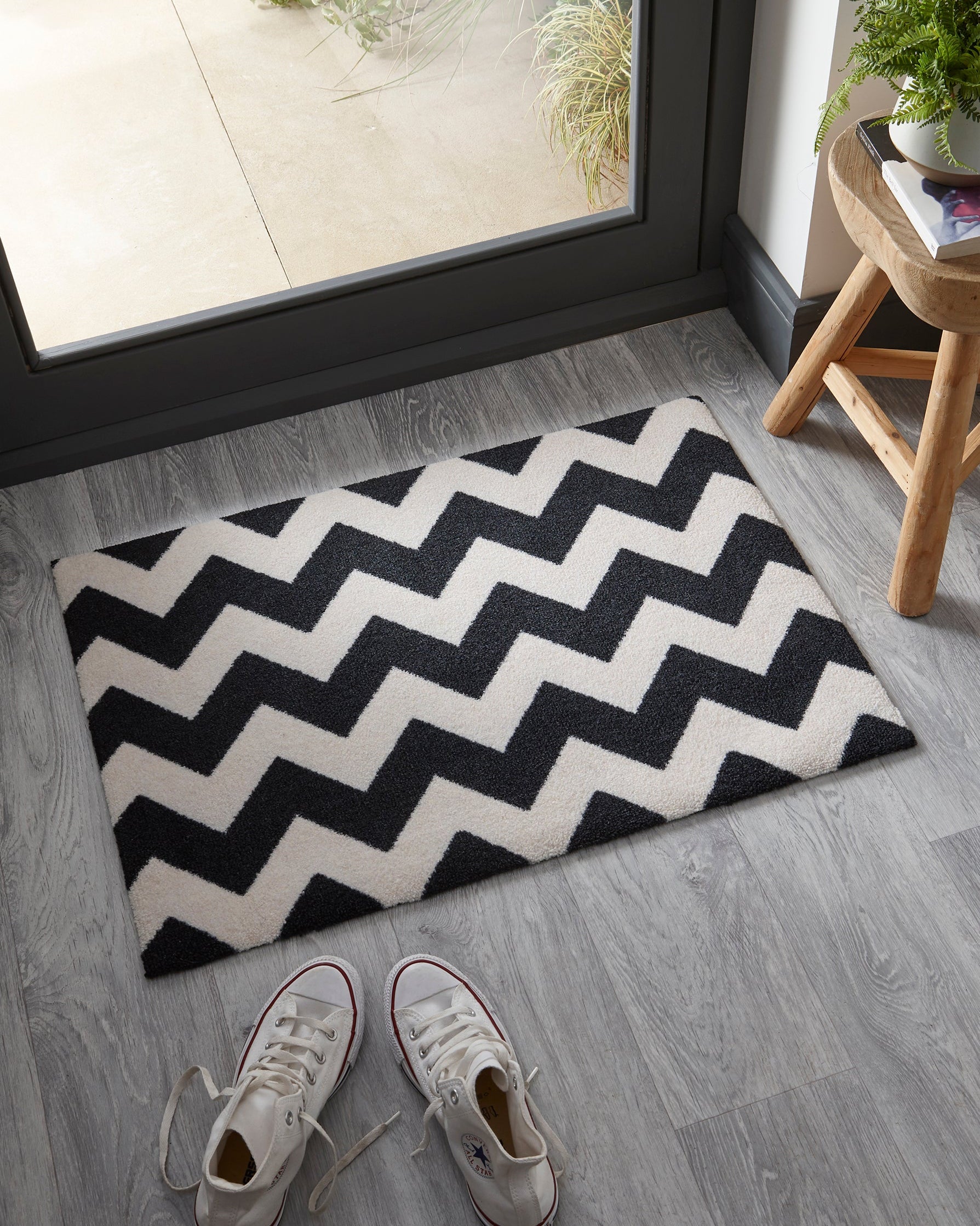 Chevron Doormat | Black & Vanilla 65 x 85cm