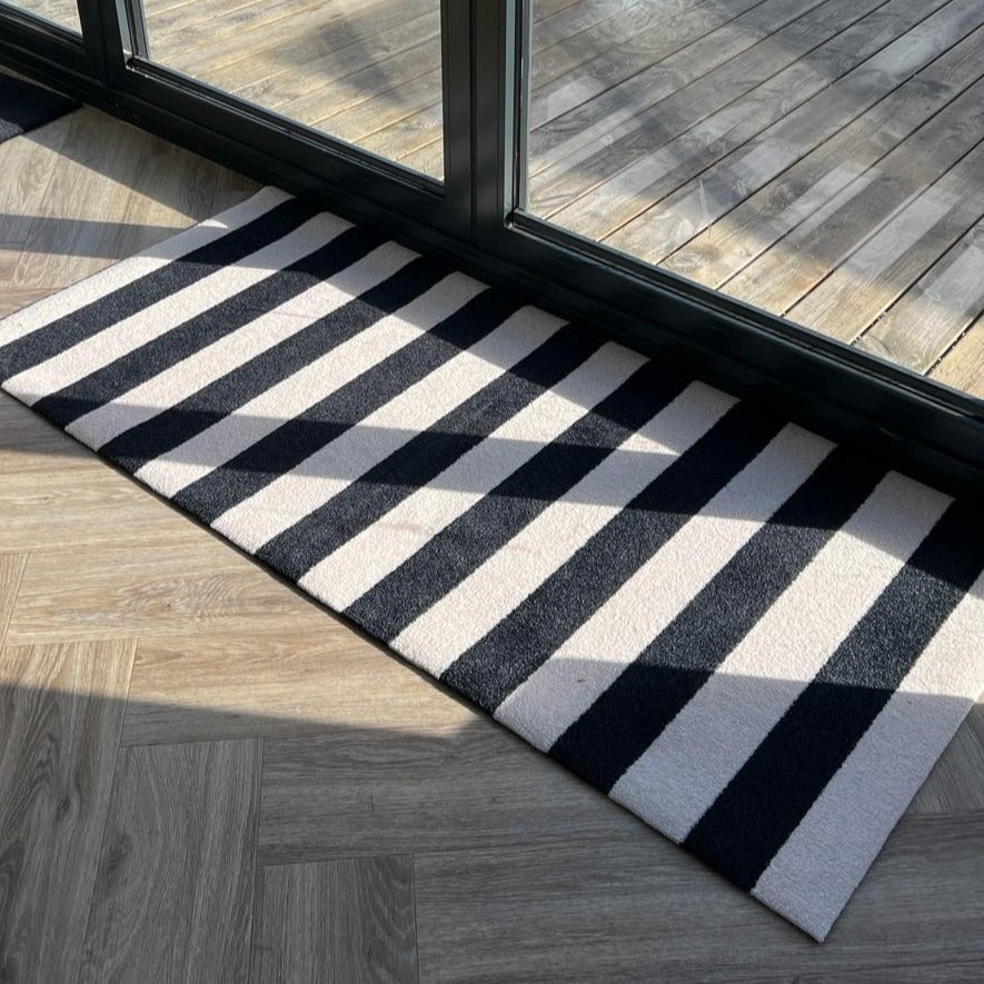 Patio Doormat | Stripe in Black & Vanilla
