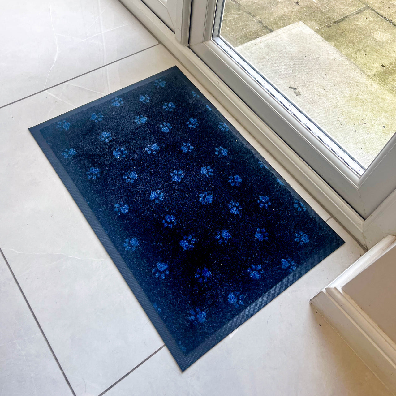 Paw Print Doormat | Black & Navy 50 x 75cm
